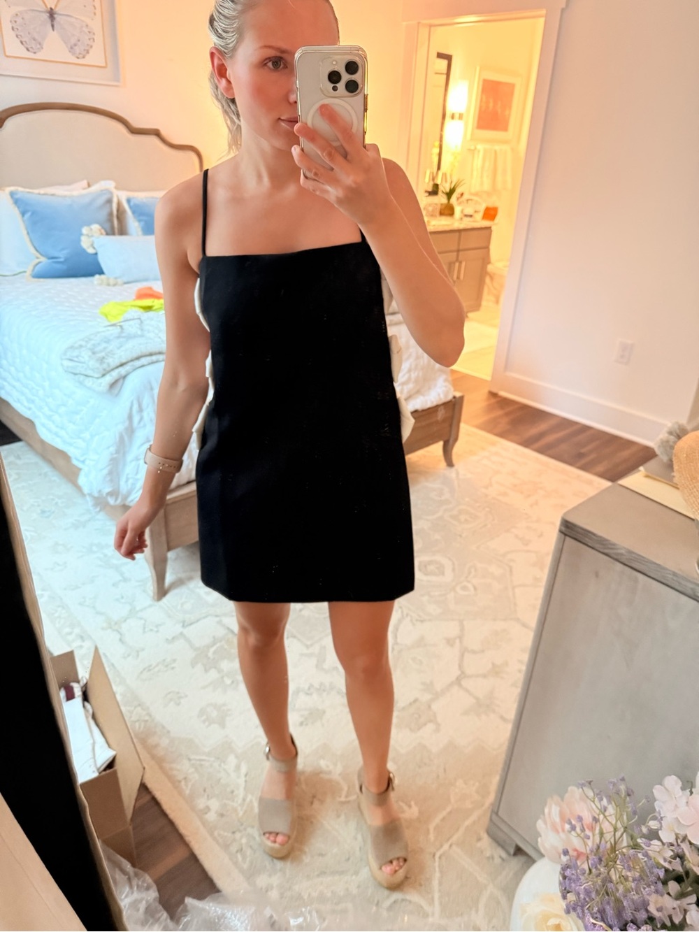 Nasty Gal Black Mini Dress with White Bow Cutouts - Picture 2 of 6
